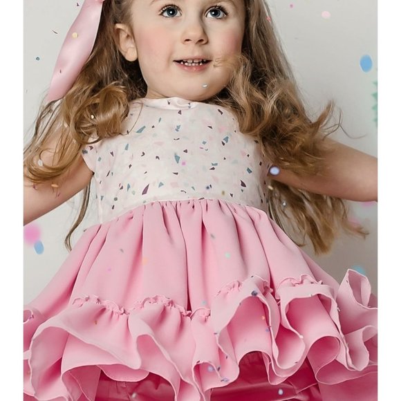 Girl August Other - NWT Girl August Pink Ruffle Birthday Sprinkles Confetti Dress 12